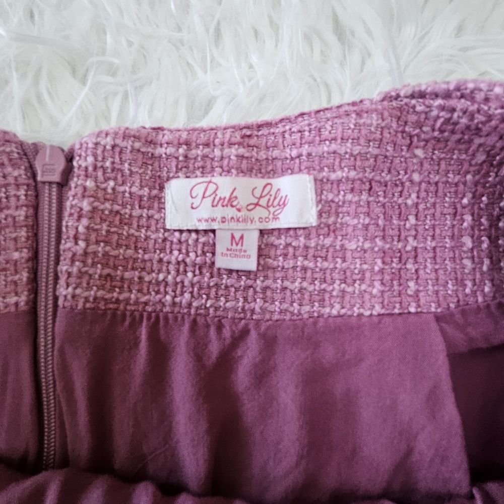 Pink Lily Textured A-Line Skirt in Pink - Picture 3 of 4